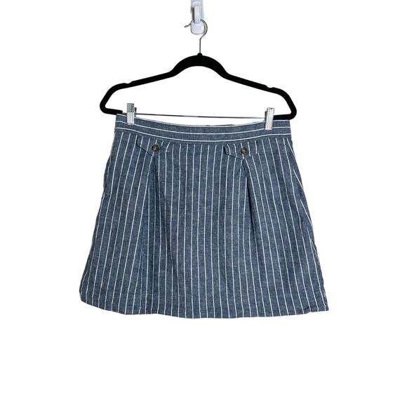 J. Crew Women's Blue White Striped Preppy Nautical Cotton Linen Mini Skirt 10 - Picture 1 of 7